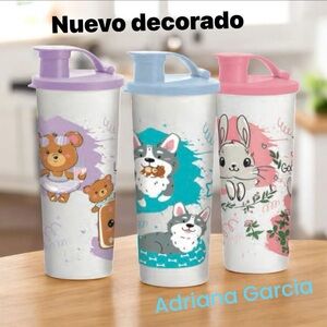 Tupperware Animal Friends Shaker Set - Lavender, Sky Blue, Rose